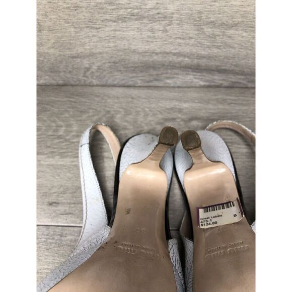 miu miu Great Labels White Patent Black Bow Peep Slingback Heels Women Sz 37EU/6 - Picture 14 of 16